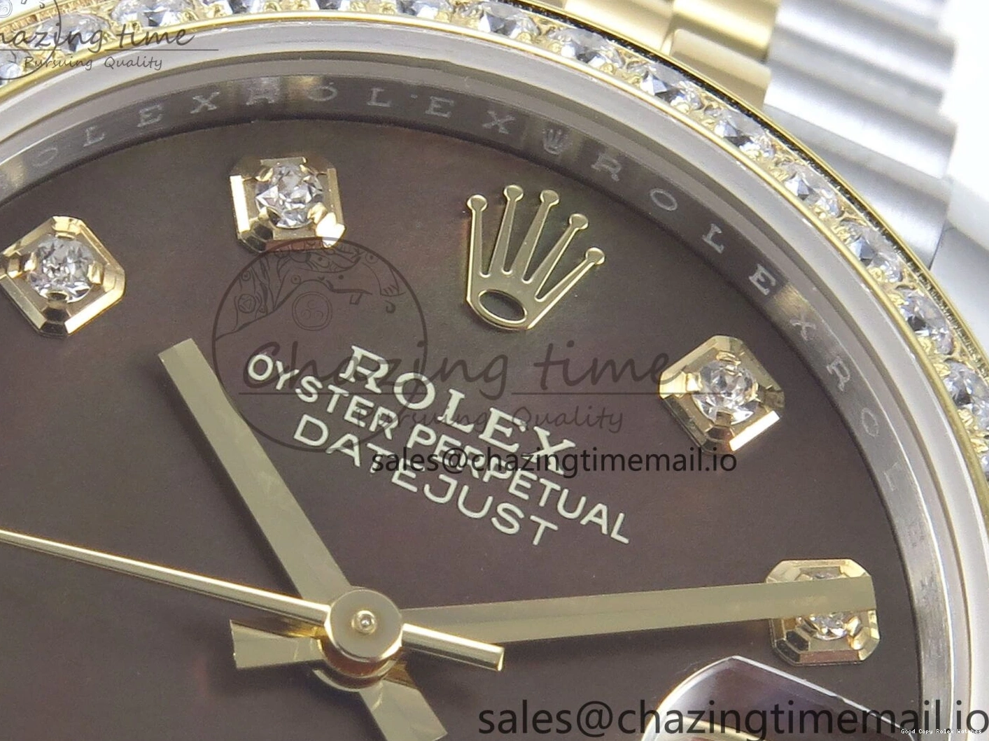 Good Copy Rolex Watches Bezel on Dial ARF Bracelet Best Snug 409 Edition Diamonds DateJust Jubilee ETA YG 1:1 Brown 904L SS Diamonds 31 278383RBR Steel 1222